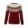 Damen Rundhals Pullover Retro Stricktop