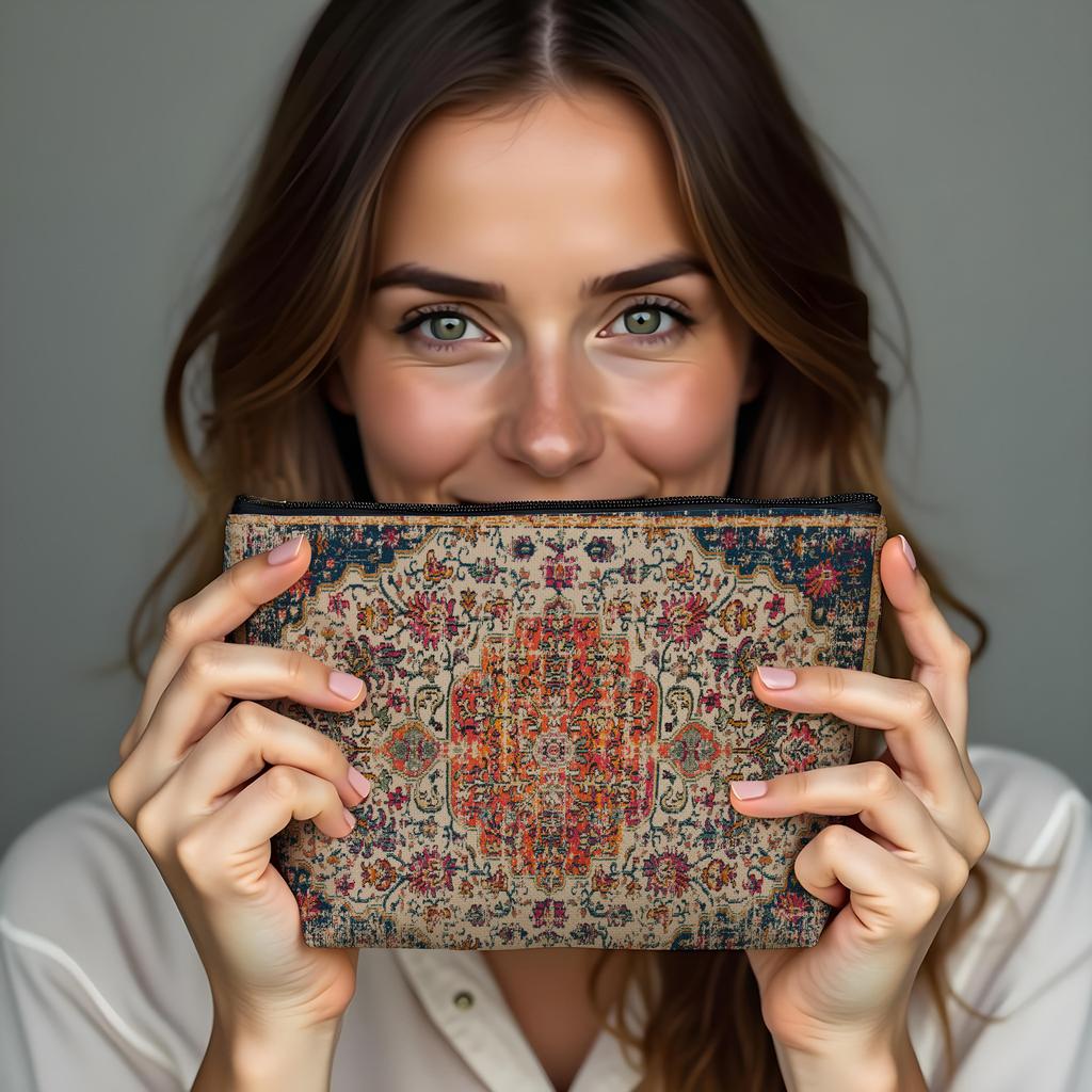 New Creative Pattern Zipper Storage Bag Printed Fine Hemp Cloth Bag Women's Multi Functional Makeup Bag