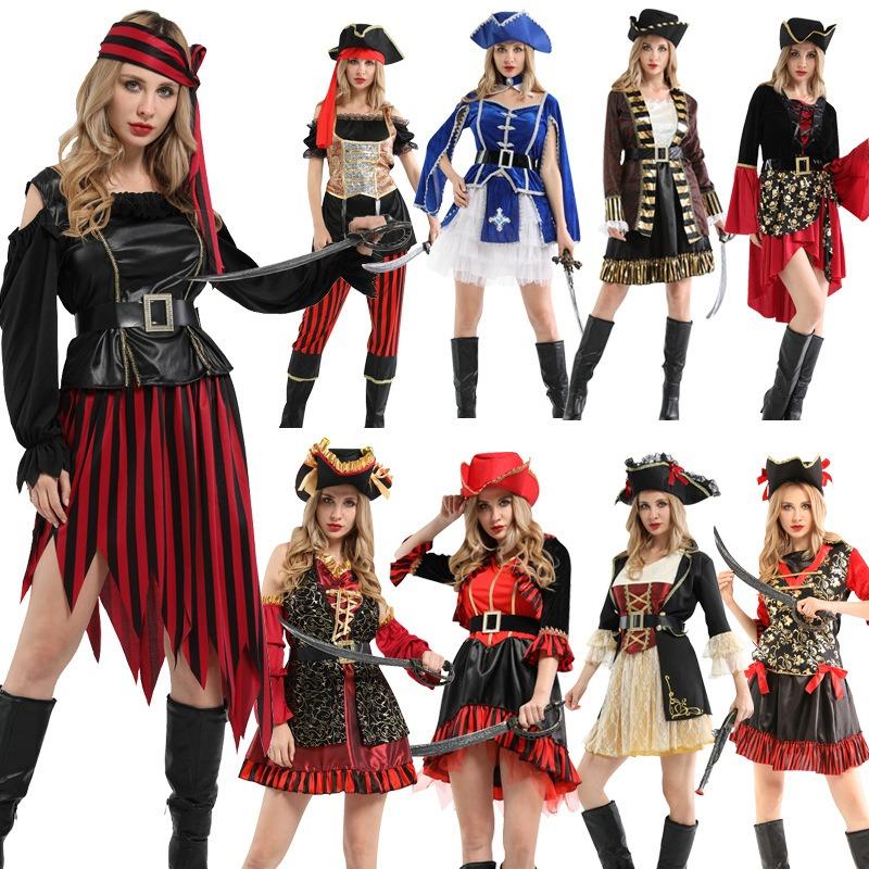 Halloween Adult Pirate Costumes Somali Jack Pirate Captain Dress Party Dress Up