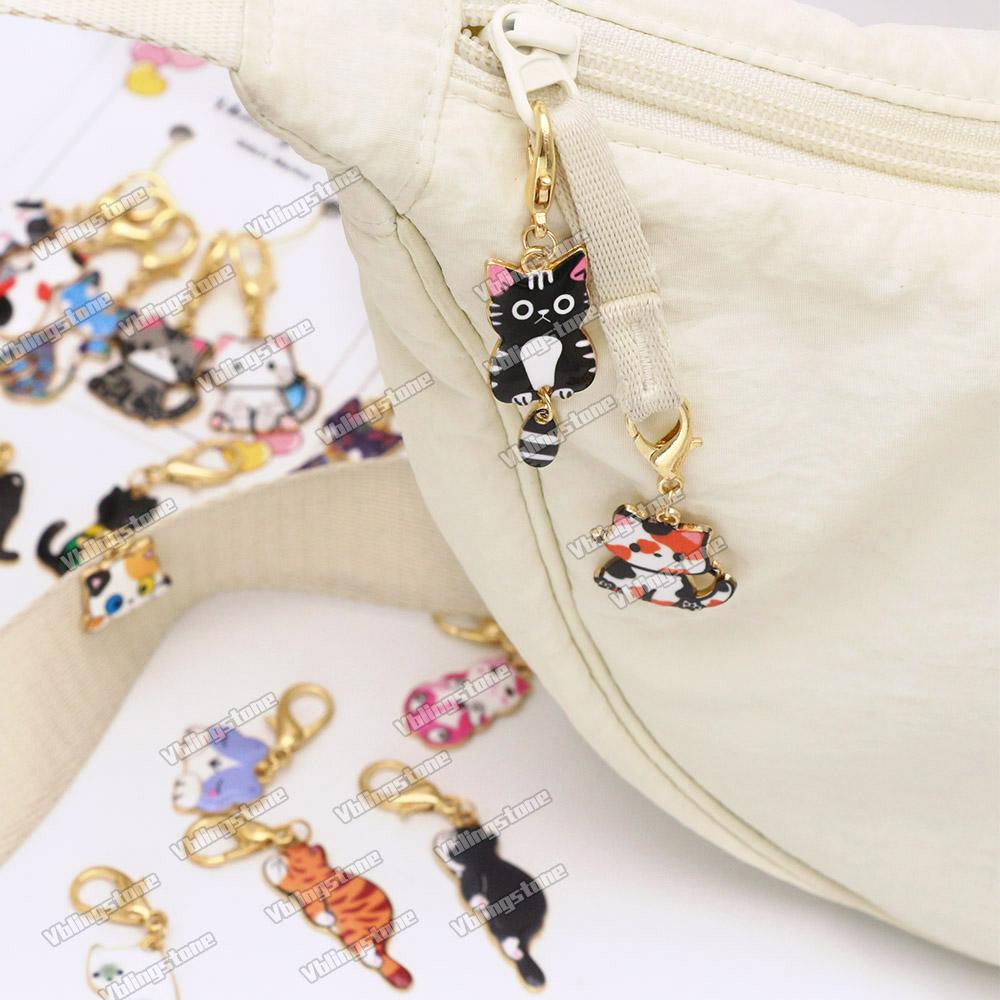 Cat Knitting Stitch Markers Metal Animal Enamel Charms Crochet Locking Knitting Markers Sew Accessories