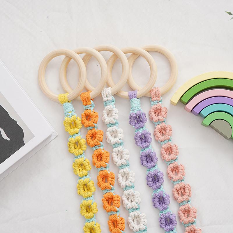 1Pc Woven Beautiful Storage Accessories Nordic Wind Storage Ring Hand Knitting Wall Hangings Cotton Rope Flower Decoration