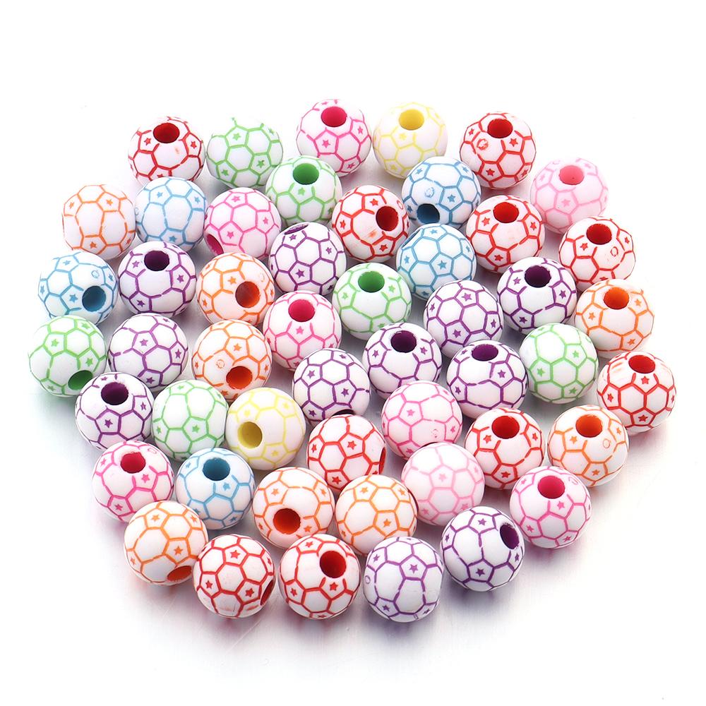 

50pcs/lot 12mm Acrylic Beads Basketball Tennis Rugby Volleyball Spacer Beads for DIY Bracelets Jewelry Making Wholesale Sporty as picture show