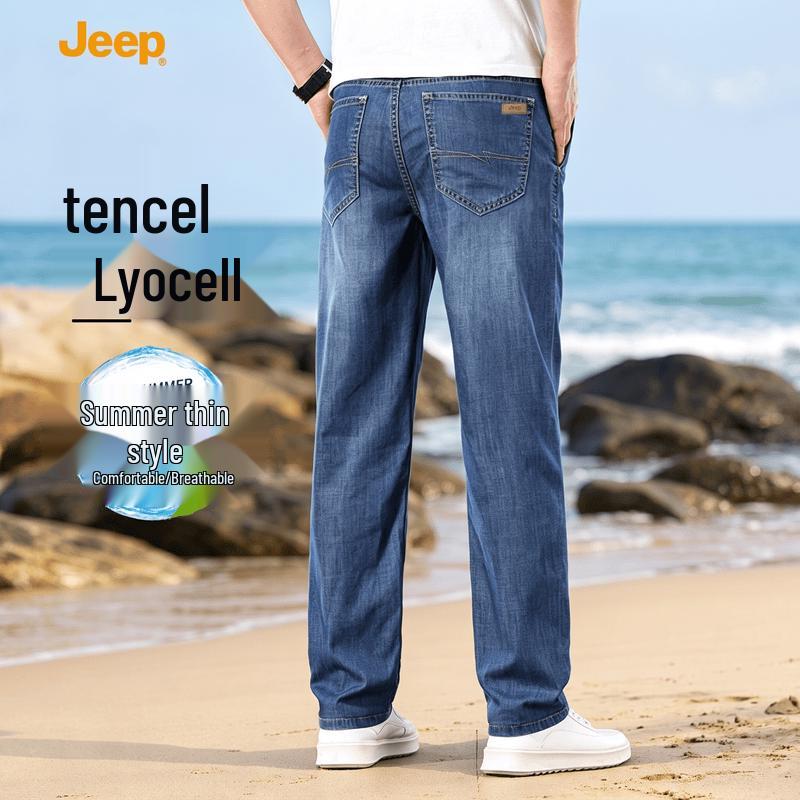 JEEP Men s Tencel Lyocell Loose Straight Summer Jeans 36 джинсовый синий