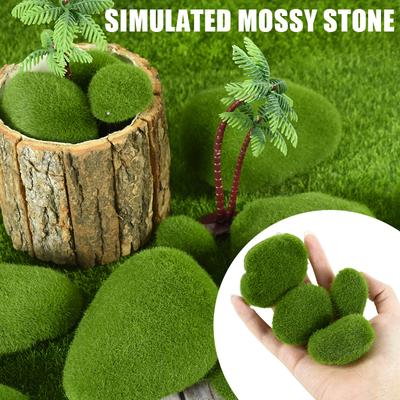 20Pcs Artificial Moss Rocks Ball Fake Green Moss for Home Garden Flower Pot Decoration Micro Landscape DIY Crafts