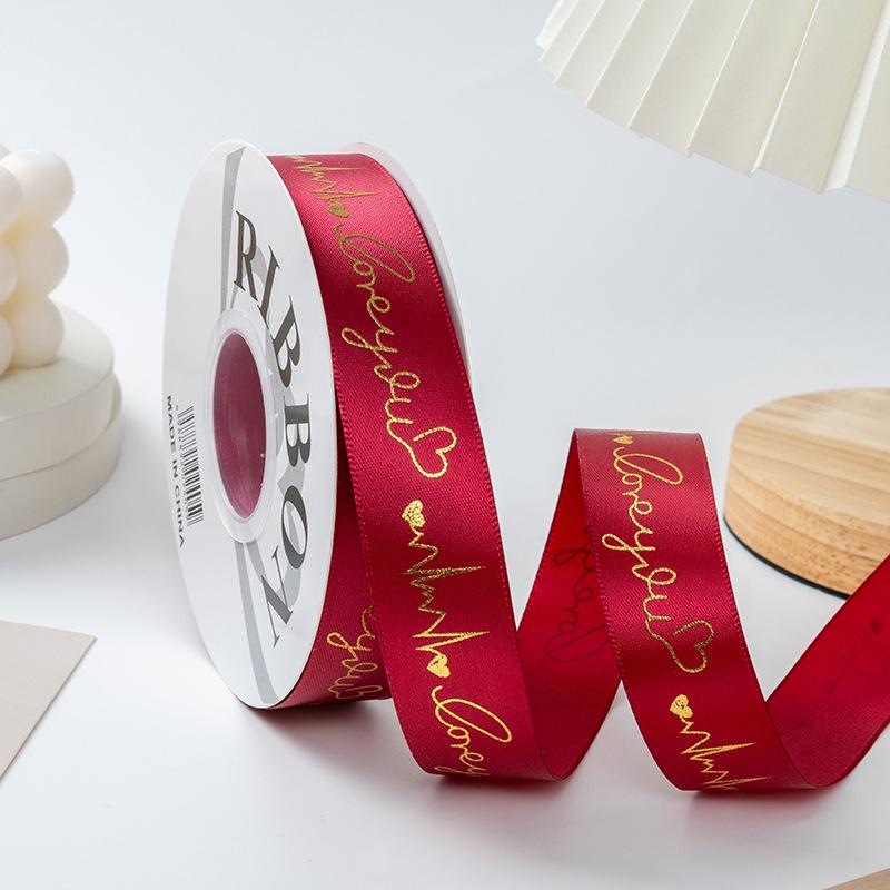 Gold-stamped Polyester Gift Ribbon Bow for Cakes & Floral Packaging