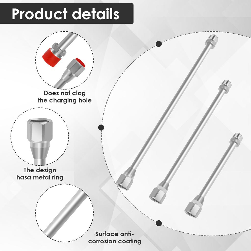 3PCS Airless Paint Sprayer Tip Extension Pole Spray Tool Spray Gun Extension Pole Aluminum 20/30/38 Cm Tool Parts Accessories