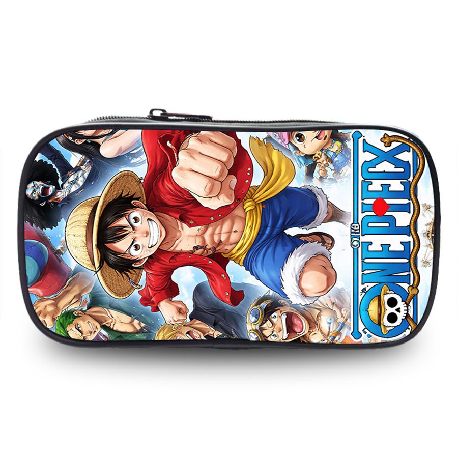 One Piece Anime Double Layer Pencil Case, Large Capacity Durable Stationery Bag Lightweight Unisex Pen Pouch for Boys Girls 6-10