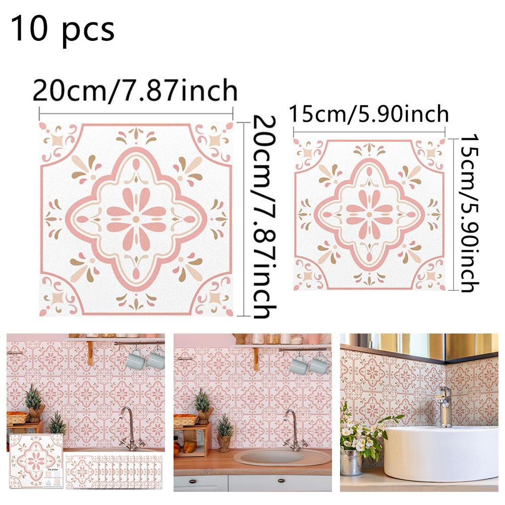 Pink Pattern Stickers Waterproof Tile Stickers DIY Decoration