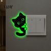 Cute Cat Light Switch Decals Glow in The Dark Black Wall Sticker, Luminous Self-Adhesive Waterproof Plates for Renters Decal, Decorative Room