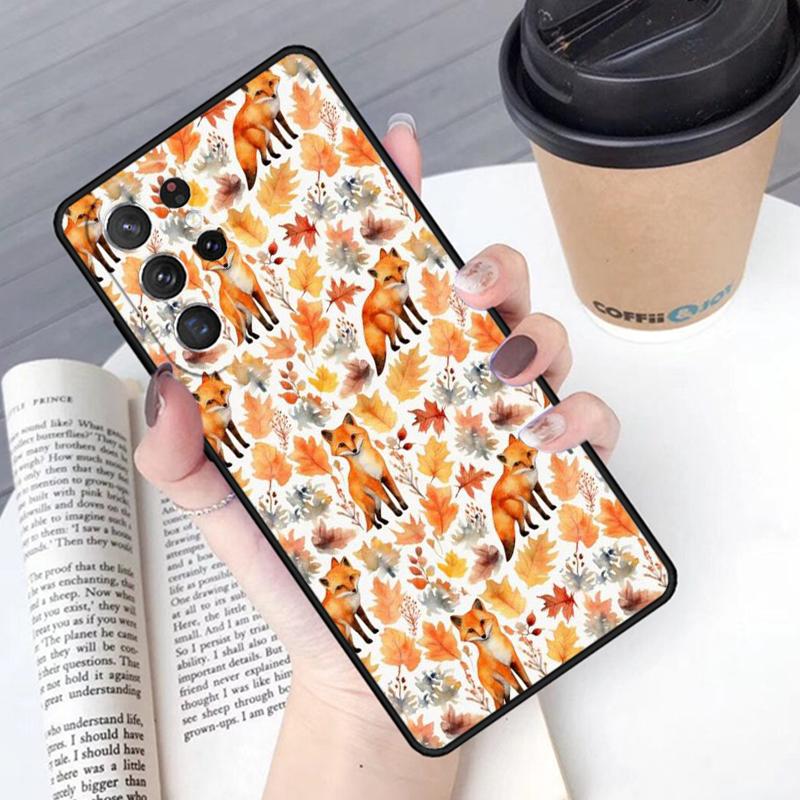 Autumn Leaves Fall Fox phone case Cover For Samsung Galaxy S24 S25 Ultra S21 S22 Ultra S10E Note 10 Plus Note 20 FE S23