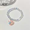 Bracelet Gift for Best Friends Iridescent Beaded Clear Faux Crystal Cute Cartoon Couple Bracelets Animal Charm Girls Transparent Bead