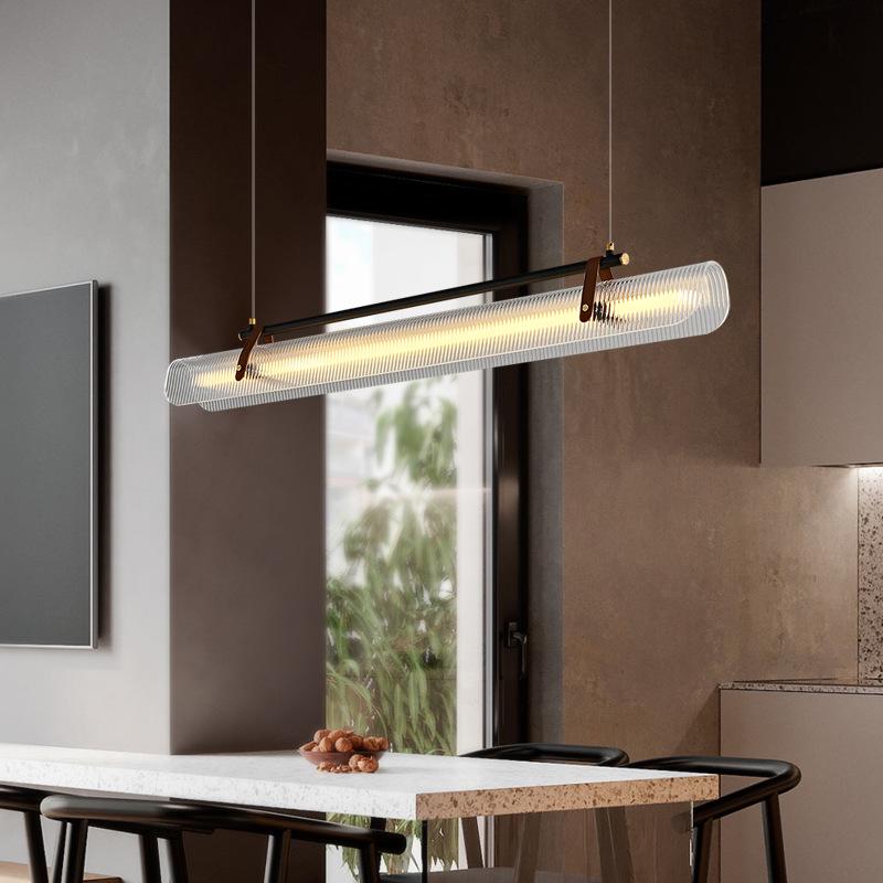 Sleek One-Character Pendant Light: Modern, Simple Strip Design for Restaurants and Bars.