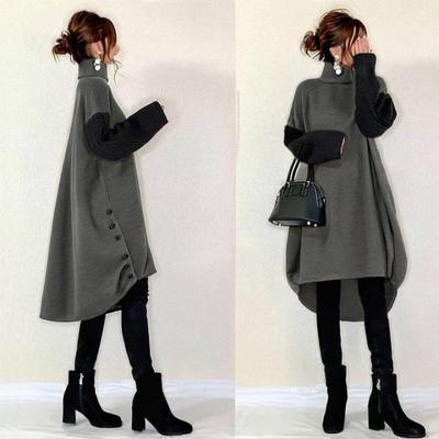 Spot Autumn 2026 Japanese Color Block High-Neck Midi Dress