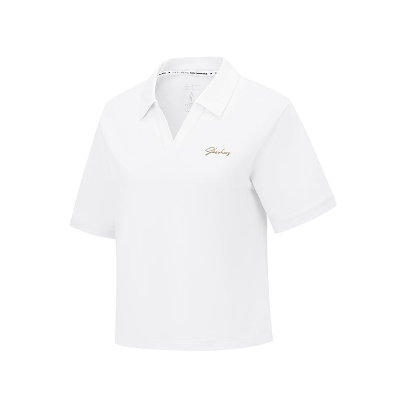 Skechers Godri Ss25 Knitted Comfortable Breathable Short Sleeve Polo Shirt Women tops Bright-White P225W211-0019 S