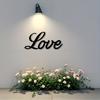 2D Large Love Script Metal Wall Art, Black White Horizontal Iron Word Sculpture, Indoor Outdoor Calligraphy Decor for Wedding Valentine Gift