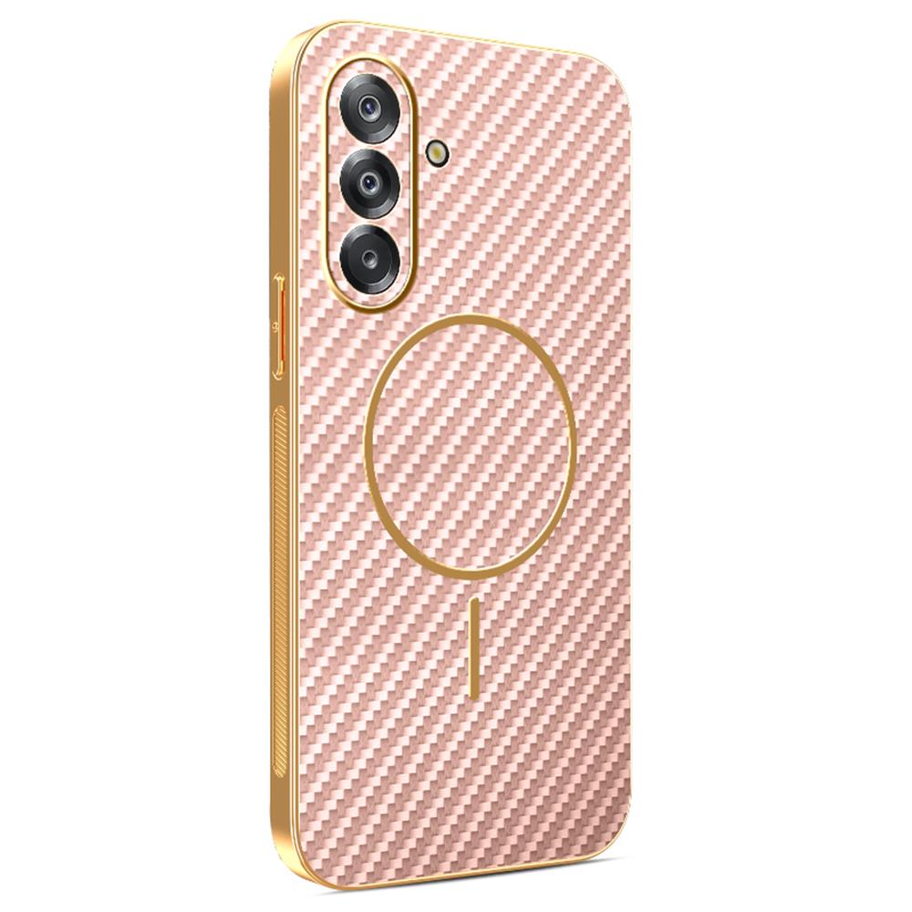 For Samsung Galaxy A17 5G/A17 4G Phone Case Carbon Fiber Textured Electroplated TPU Back Cover