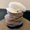 Casual Solid Color Wool Beret Cap Dome Knitted Female Painter Cap Big Head Circumference Versatile Octagonal Brimless Hat Spring