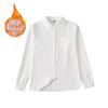 Japanese JK Uniform Long-Sleeve White Shirt, Velvet-Enhanced, Pointed/Square Collar, Opaque, School Uniform.