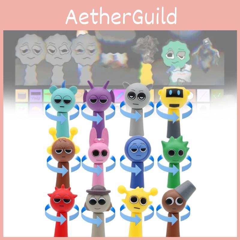 Colorful Sprunki Rhythm Box Figurine Set With Rotating Heads For Cake Decoration And Display