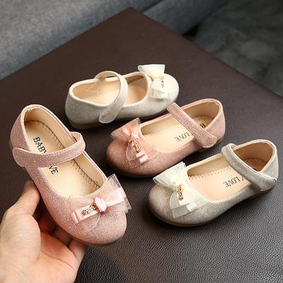 Nuove Ballerine da Bambina Pizzo Fiocco Scarpe Principessa Scarpe in Pelle Lucida per Bambini