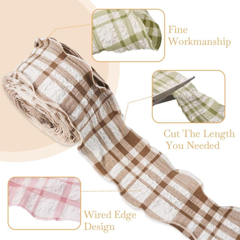 Kreativ 10 Yards Rutigt Band 4CM Bredd Presentinslagning Buketter Koreanska Band Lätt att Klippa Återanvändbar DIY Dekor Dekoration Bröllop