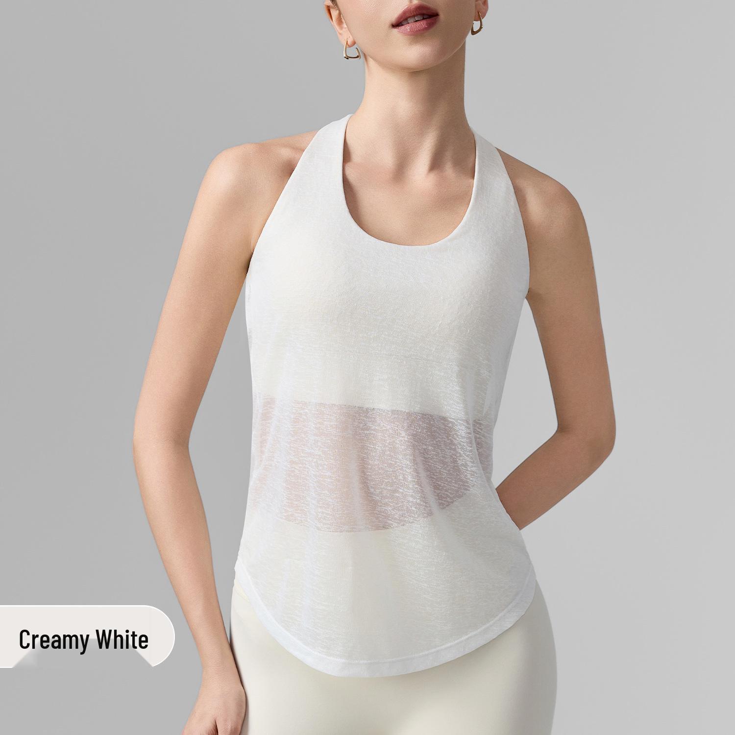 Женский топ для йоги с вырезом на спине и вставными чашечками - Двухсекционный спортивный бюстгальтер и топ в стиле халтер с эффектом второй кожи - Цвет: телесный Large