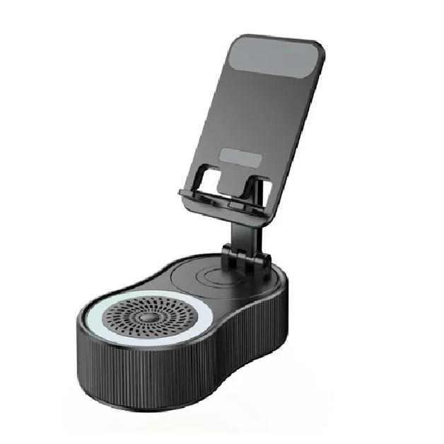 

Держатель для мобильного телефона со светодиодной подсветкой, Bluetooth-динамик, регулируемый кронштейн для планшета, портативная складная телескопическая подставка, беспроводная колонка чёрный