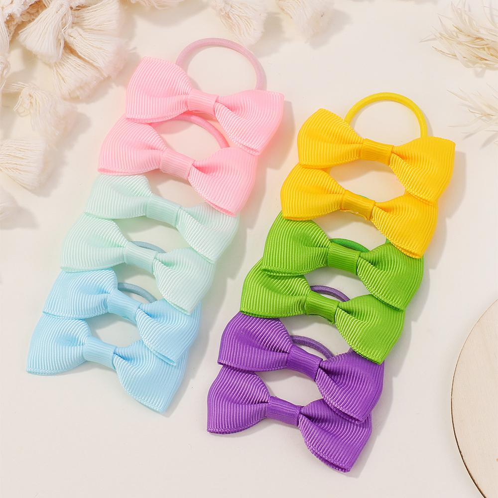 30/40/60PCS 2'' Grosgrain Ribbon Bowknot Elastic Hair Rubber Band for Baby Girls Sweet DIY Hair Bows Ties Headwear Kid Hairband