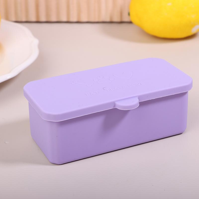 Silikon-Bento-Box, Gewürz-Organizer, Saucen-Teilerbecher mit Deckel, quadratisch, rechteckig, Gewürz-Aufbewahrungsbox, wiederverwendbare Lunchbox für Kinder