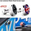 4 Stück Auto Kennzeichenhalter Befestigungsschraube Mutter Kappen Britische Flagge Emblem Zubehör