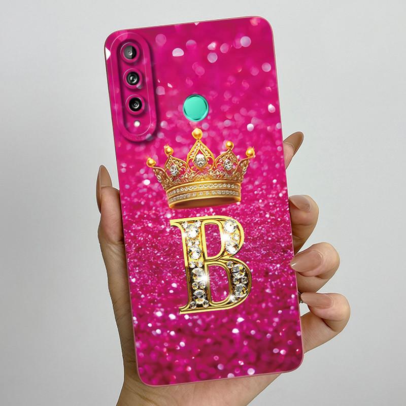For Huawei Y7p P40 Lite E ART-L28 ART-L29 Fashion Initial Letter Couple Phone Case Y7P 2020 Soft Silicone TPU Protective Casing