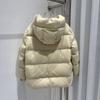 Europe Station's new solid-color hooded straight loose large-size white goose down jacket winter fashion