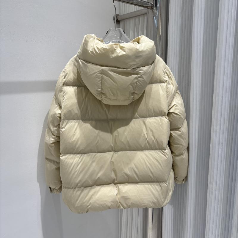 Europe Station's new solid-color hooded straight loose large-size white goose down jacket winter fashion