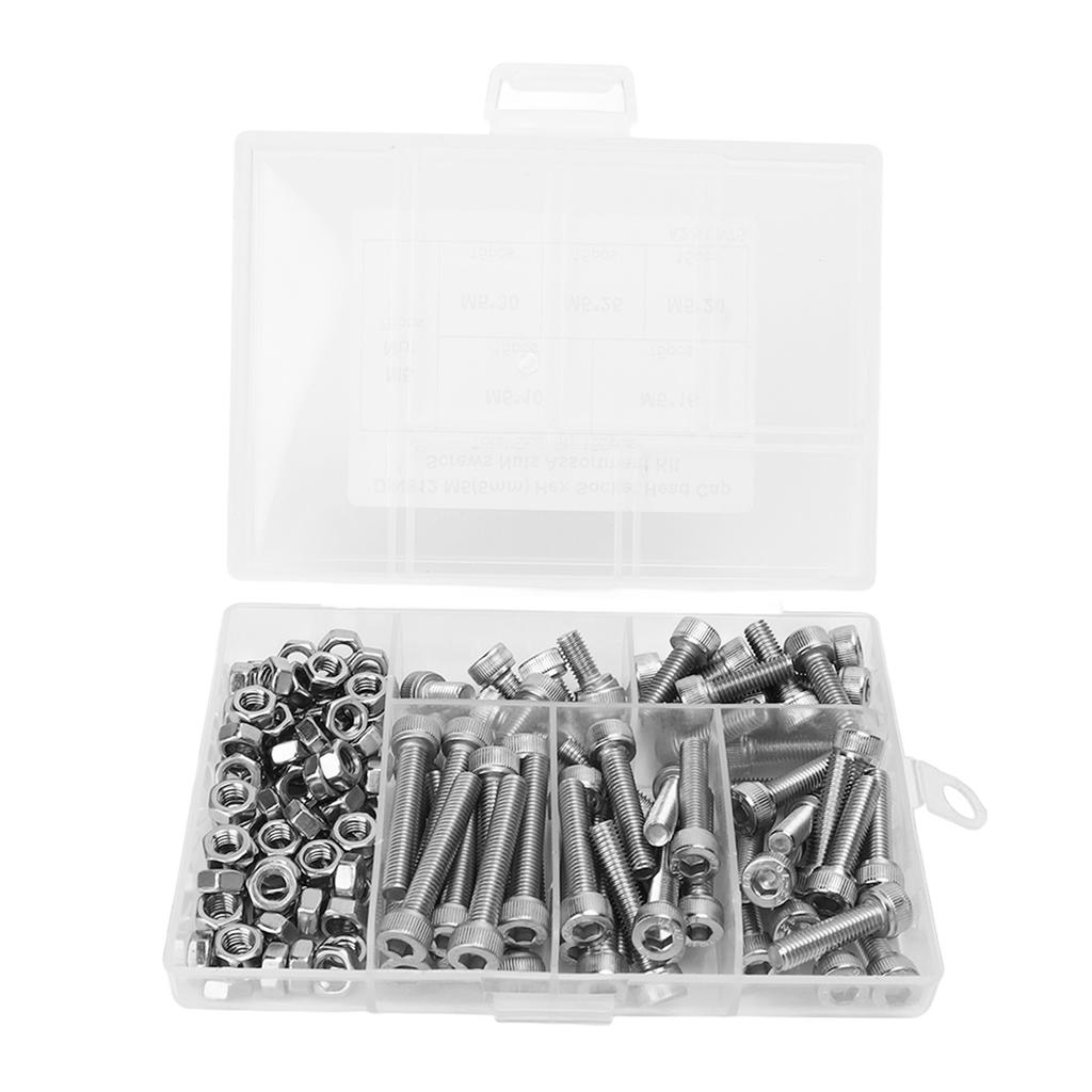 150 Stück Innensechskantschrauben Muttern Set 304 Edelstahl M5 Innensechskant Zylinderkopfschrauben und Muttern