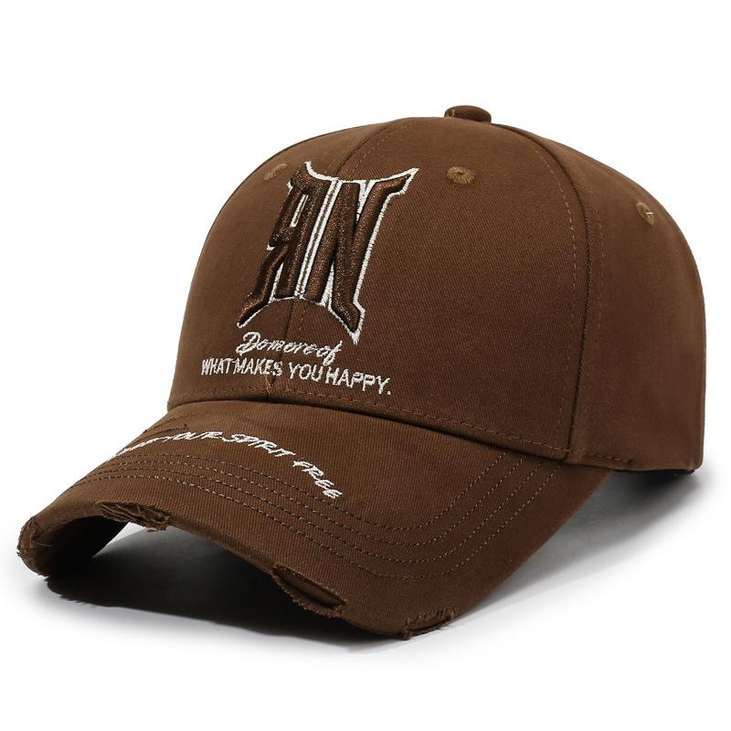 Hole Embroidered Letter Baseball Cap Unisex Sunshade Hat Outdoor Cap