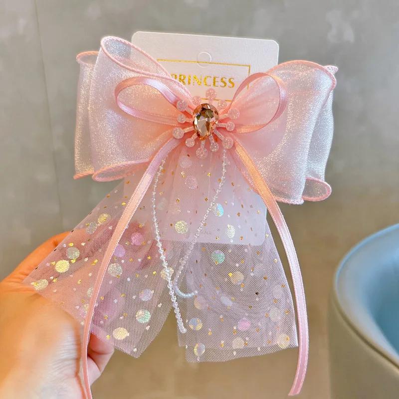 

1 шт. Новые детские ленты Снежная пряжа Бант Детские заколки для волос Милые заколки для волос Детские аксессуары для волос Детские головные уборы