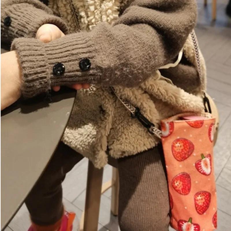 Becher-Aufbewahrungstasche Baumwolle Leinen Canvas Outdoor Wasserbeuteltasche Einfache Handheld-Hängeseil Diagonale Spannbecherhülle Milchtee Isolierbecherhülle YLE59