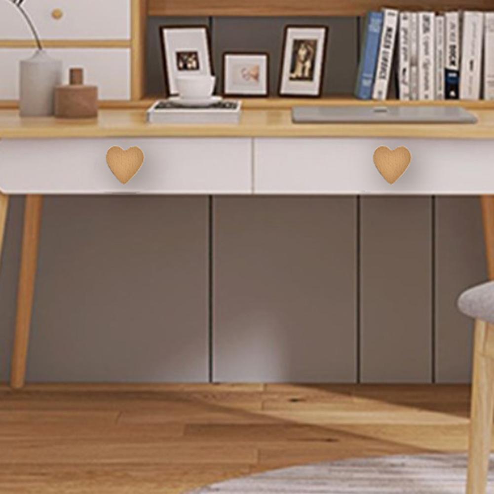 6 Pack Furniture Handles Cabinet Heart Shaped Wooden Handles Drawer Handles Solid Wood Cute Children\'s Room Handle Cabinet Door