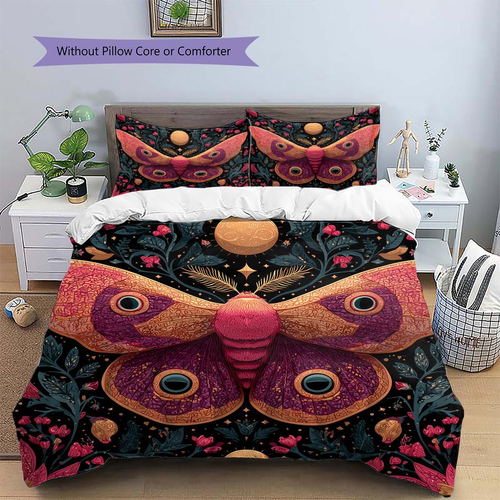 Moon Butterfly  Pattern Bedding Quilt Set Quilt Cover Pillowcase Home Decoration  Gift (1 * duvet cover + 2 * pillowcase, without core)
