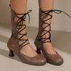 Lolita Cosplay Pumps Women Kitten Heels Shoes 2025 Bandage Spring Summer Boots