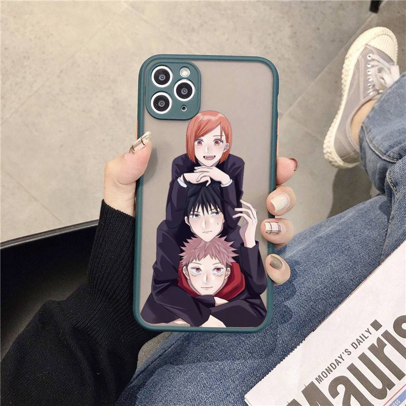 Couple Kawayi Jujutsu Kaisen Anime Phone Case for iPhone X XR XS 7 8 Plus 11 12 13 Pro MAX 13mini Translucent Matte Case
