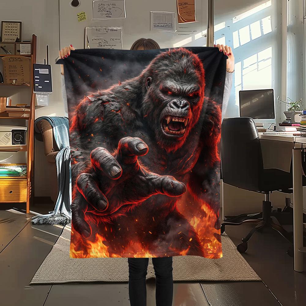 

Fire Train Gorilla Death Print Flannel Blanket,High quality Comfortable for All Seasons,Home Decor,Warmth and Comfort,Perfect for Christmas Gifts 80cm x 120cm