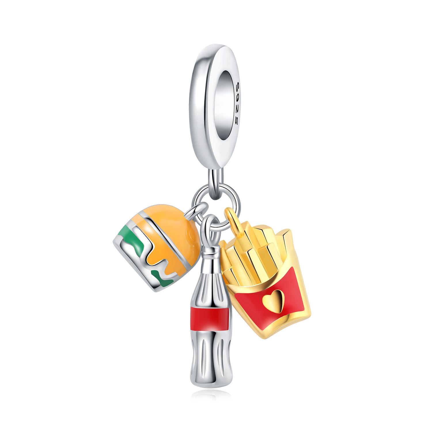 

Beads Copper Charms Original French Fries Hamburger Soda Pendant Beads Fit Bracelet Jewelry Diy Women Gift