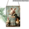 2D Flat, 1pc Rustic Farmhouse Vintage Metal Sign - 8x12 Inch Aluminum Wall Plaque with Whimsical Pig & Chicken Design, No Electricity Needed, Easy