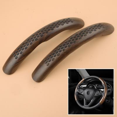 1 Pair 38cm 15"; Wood Grain Texture Universal Car Front Steering Wheel Booster Cover Trim Decoration