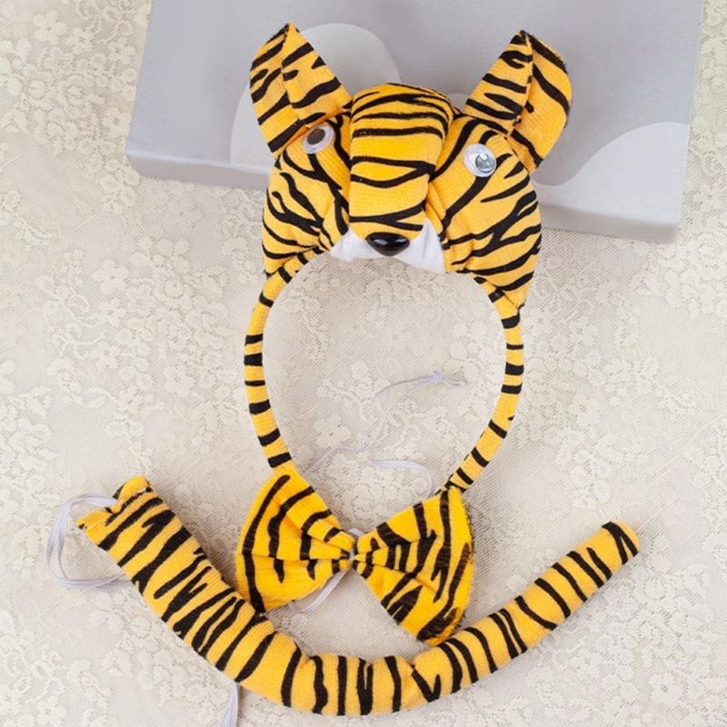 1/3/4/5Pcs Kids Girls Tigre Costume Accessories Set Tigre Ears Headband Bowtie Tigre Tail Tutu Skirt for Animal Party