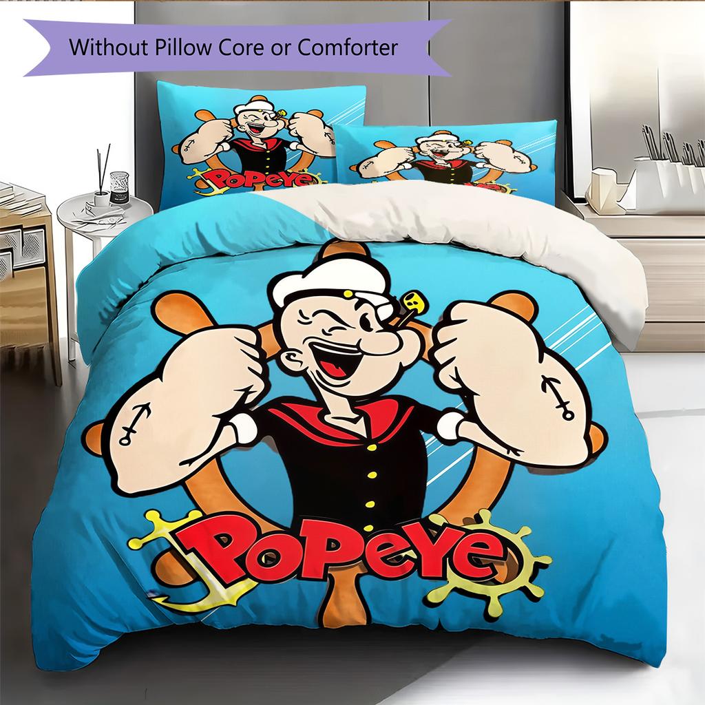 Popeye the Sailor Man  Pattern Bedding Quilt Set  Home Decoration  Gift (1 * Duvet Cover + 2 * Pillowcase  Without Core)