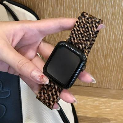 Trendiges Leopardenmuster-Band für Apple Watch-Armband Serie 8 9 Ultra 49 mm SE 7 6 5 40 mm 44 mm 45 mm 41 mm Edelstahlarmband für iwatch 38 mm 42 mm