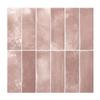 VEELIKE Waterproof Heat-Resistant Tile Sheets, 6 Sheets, 30x30cm Square, Marble Brick Pink Glossy Tile Stickers, 3D Wallpaper Stickers, Mosaic Wall St