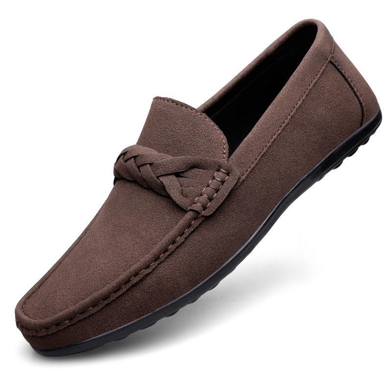 Fashion Men's Suede Loafers Casual Slip-On Comfortable Men Outdoor Flat Breathable Non-Slip Driving Shoes Classic Men Shoes for Wedding